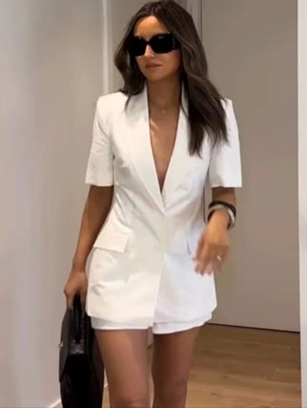 NWTโSET ZARA ZARA FITTED LINEN BLEND SHORT SLEEVE BLAZER AND SHORTS SET - Picture 8 of 12